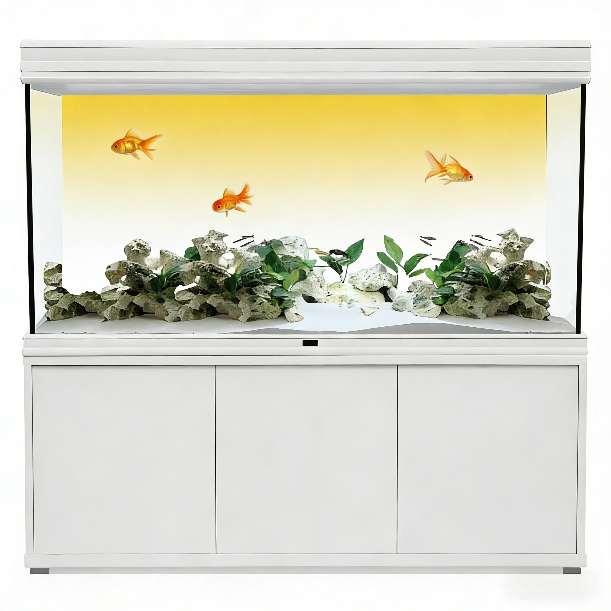 Aquarium Fish Yellow - Żółto-biały gradient, malowana tło do akwarium,