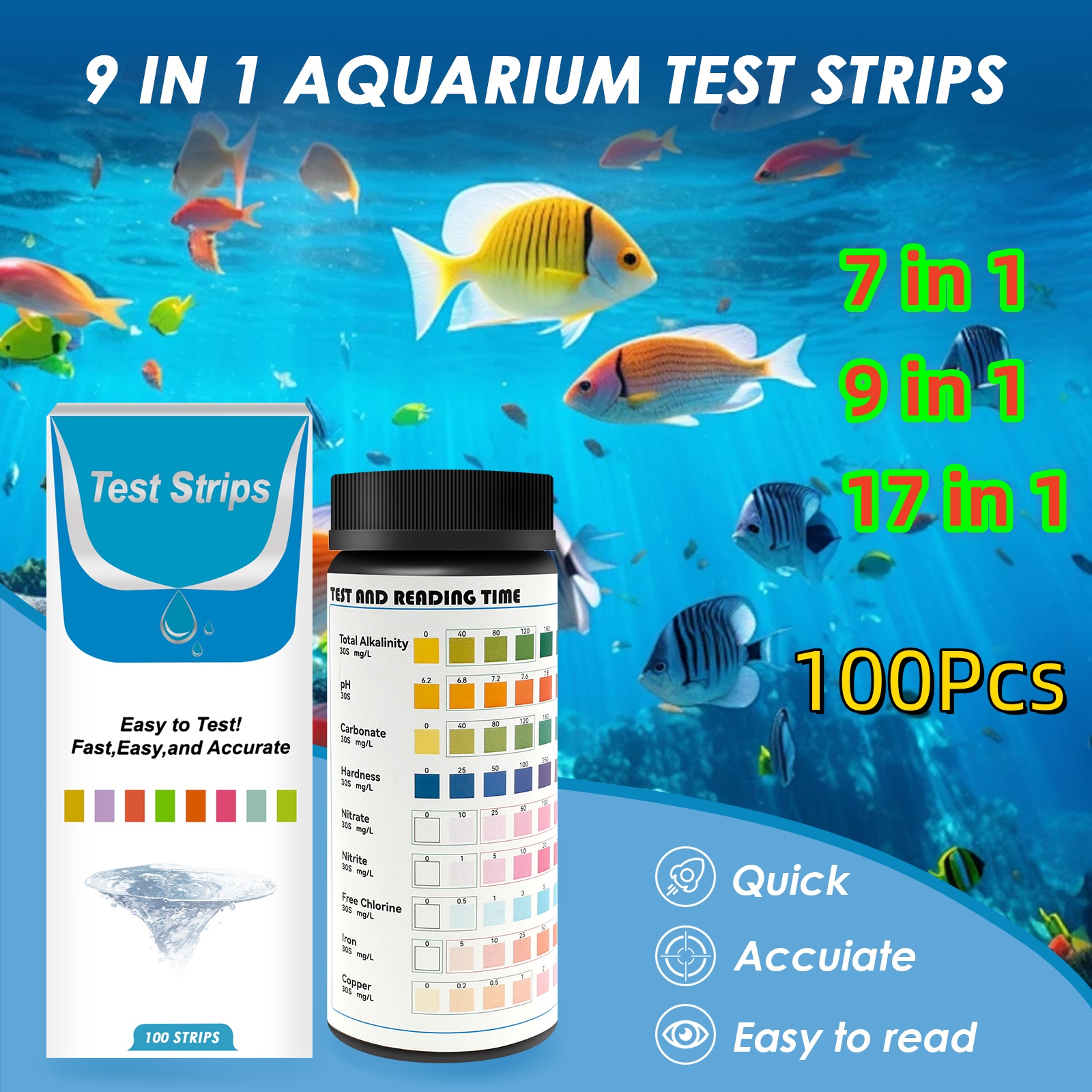 Aquarium Fish Saltwater - 100 sztuk pasków testowych do akwarium