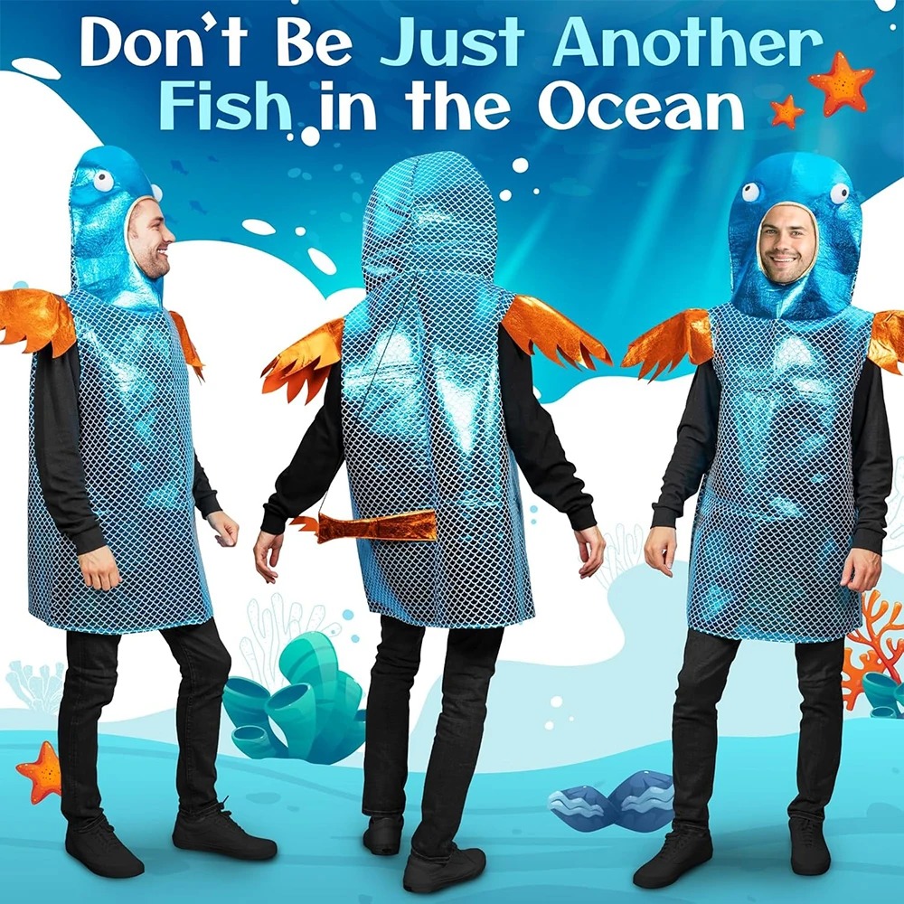 Aquarium Fish Yellow - Błyszczący Niebieski Strój Ryby z Metalicznym
