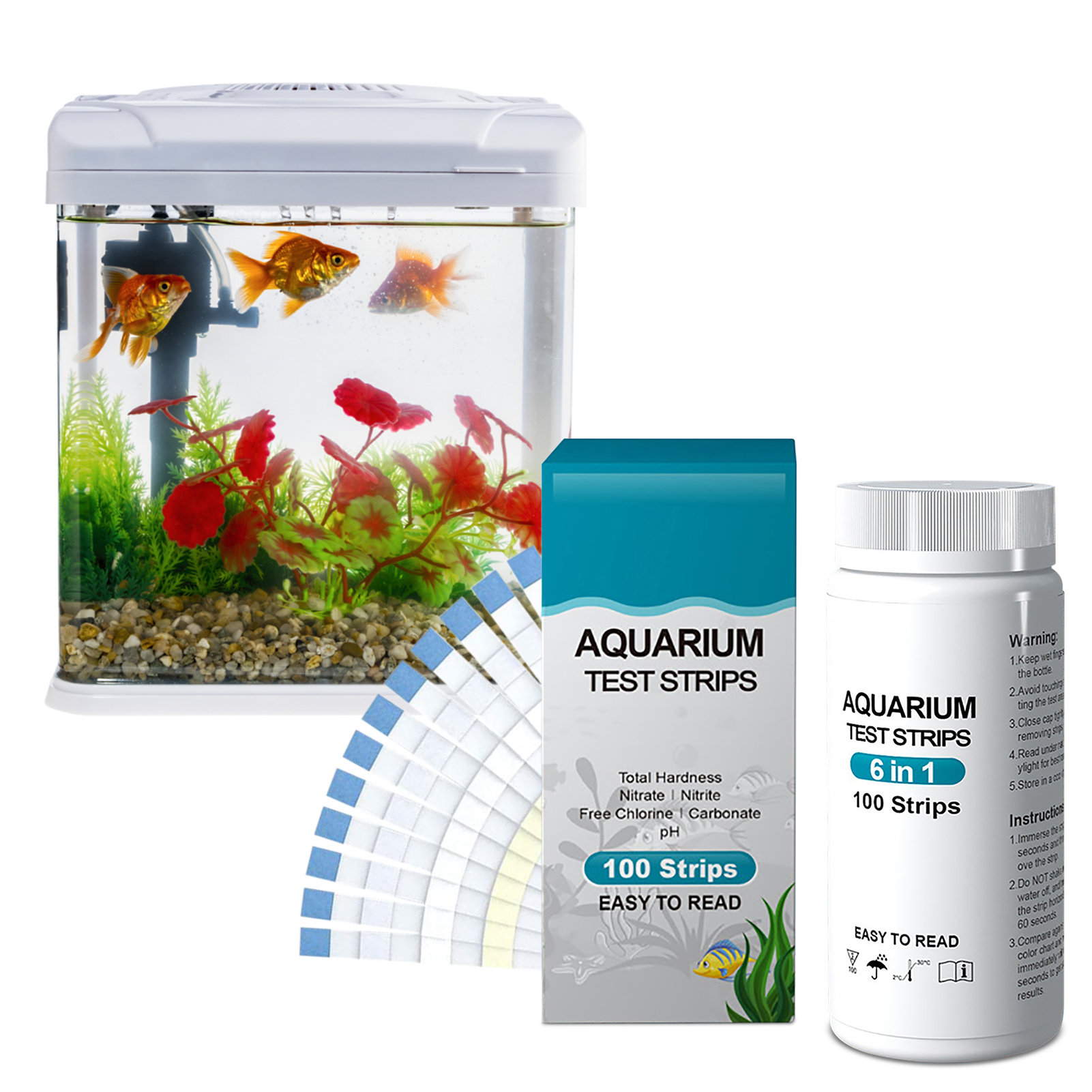 Aquarium Fish Pond - 100 sztuk 6-w-1 zestaw pasków testowych