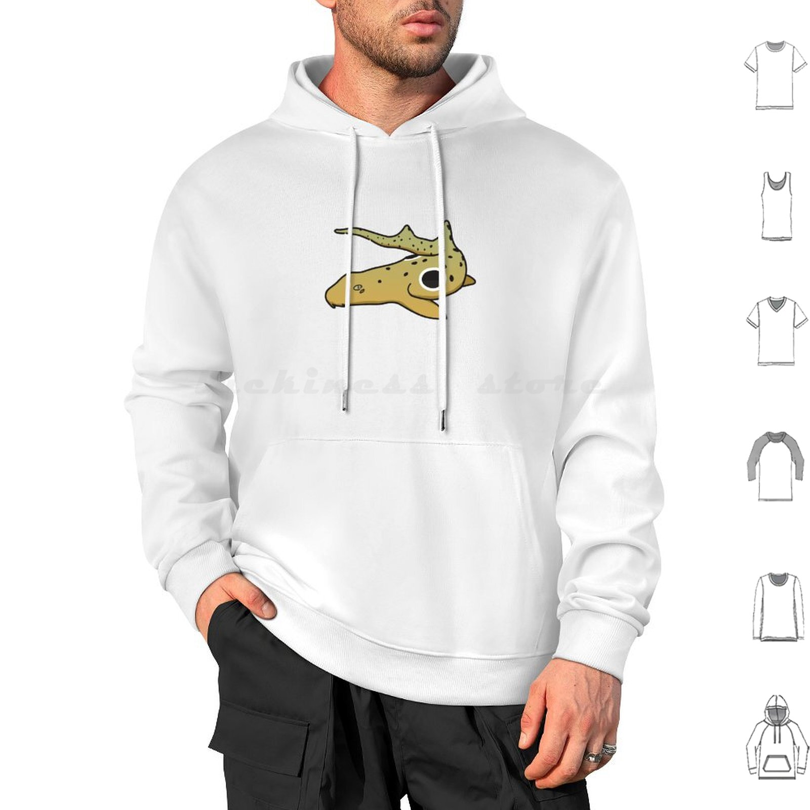 Aquarium Fish Drawing - Bluzy z kapturem z rysunkiem rekina